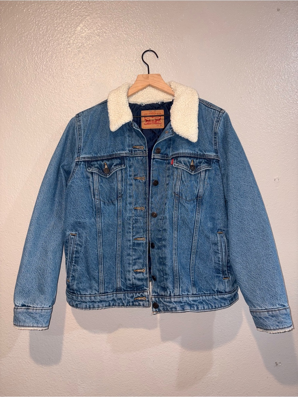 Levi's Blue Denim Sherpa Collar Trucker Jacket
